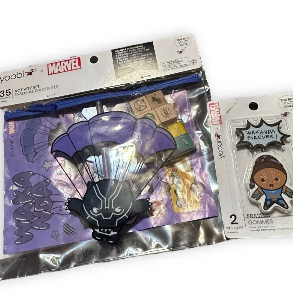 Yoobi Marvel Black Panther Activity Kit Set 35 Pieces Pouch Stamps Sticker Shuri